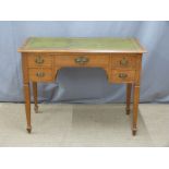 Leather inset oak desk, W100 x D50 x H75cm