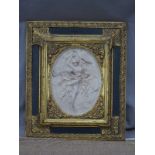COLLECTING Framed decorative alabaster oval plaque, bearing signature TP Danbiere Paris 1889,