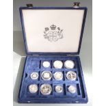 Various silver proof coins in a Westminster collector's case, to include crown sized examples, £