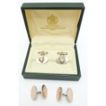 Two pairs of silver cufflinks, one pair in original box and depicting fox heads