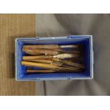 A collection of wood carving / turning tools including Marples