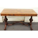 Victorian walnut and figured walnut centre/side table, the figured walnut top quarter veneered,