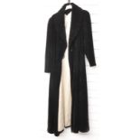 First quarter of 20th century ladies floor length velvet evening coat with ruched collar and