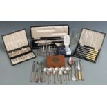 Silver plated ware to include three cased sets of cutlery, toast rack, cutlery, Festival of