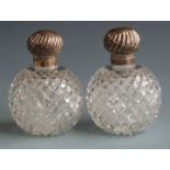 Pair of Victorian hallmarked silver mounted cut glass scent bottles, London 1894 maker's mark