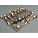 Twenty eight hallmarked silver tea and coffee spoons comprising three sets of 6 and two sets of 5,