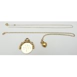 A 9ct gold 'I love you' pendant with 9ct gold bracelet, 3.4g