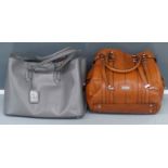 Ralph Lauren grey leather bag with two interior compartments and tan leather Karen Millen bag with