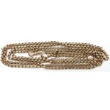 A 9ct rose gold faceted guard chain, 40.9g, 79cm drop