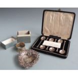 Cased set of six hallmarked silver spoons, Birmingham 1927, hallmarked silver napkin ring with