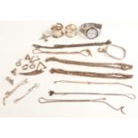A collection of silver jewellery including bangle, pendants, earrings, chains, Accurist watch, two