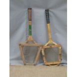 CHARITY ON THURSDAY 19TH SEPTEMBER Two vintage tennis racquets with clamps