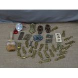 Victorian brass stair grips, heavy brass and cast iron decorative door furniture, Chinese shoes,