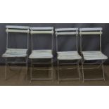 Set of four white painted wood and metal folding garden chairs