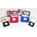 2002 Royal Mint silver proof case coins comprising Queen Mother crown, Golden Jubilee crown, and a