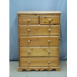 Modern pine chest of two over four drawers, W85 x D43 x H118cm