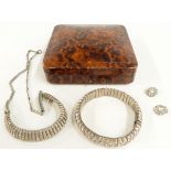 A suite of Art Deco paste jewellery comprising earrings, necklace and bracelet