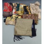 A collection of ladies scarves, pashminas etc some with hand stitched/rolled edges
