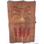 Persian fine wool/silk wall hanging with central design of the interior of a mosque, 195x128cm