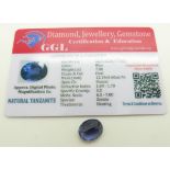 A loose oval cut tanzanite measuring 7.8ct