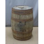 Vintage coopered wooden barrel, height 89cm