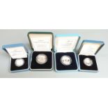 1995 Royal Mint silver proof cased coins comprising United Nations £2, Second World War Peace £2 and