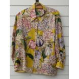 Gucci silk blouse flower and vase decoration and gold tone buttons, size 46