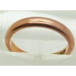 A 9ct rose gold ring/ wedding band, 2.7g, size J/K