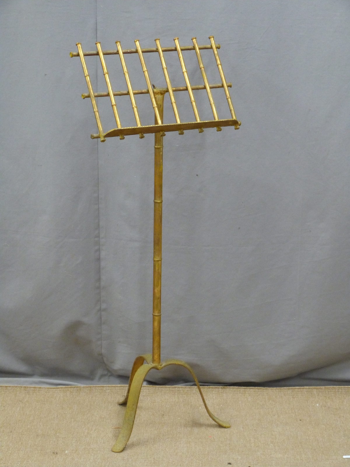 Gilded faux bamboo easel or music stand, height 120cm