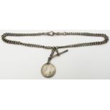 A graduated silver watch chain / Albert, 42.9g