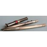 Hallmarked silver propelling pencil, Life Long propelling pencil marked Sterling and a tri