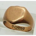 A 9ct rose gold signet ring size N, 5.5g.