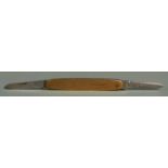 A 9ct gold folding pocket knife, B'ham, the handle approximately 8.7cm long