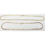 Two 9ct gold ribbon necklaces, 7.8g