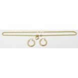 A 9ct gold rope twist necklace and pair of 9ct gold earrings, 6.2g