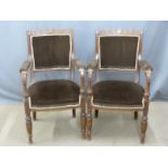 Pair of 19thC oak armchairs