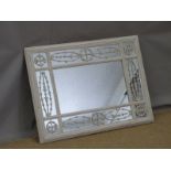 White painted mirror, 94 x 70cm overall