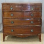 19thC mahogany bow fronted chest of two over three drawers, W103 x D51 x H104cm