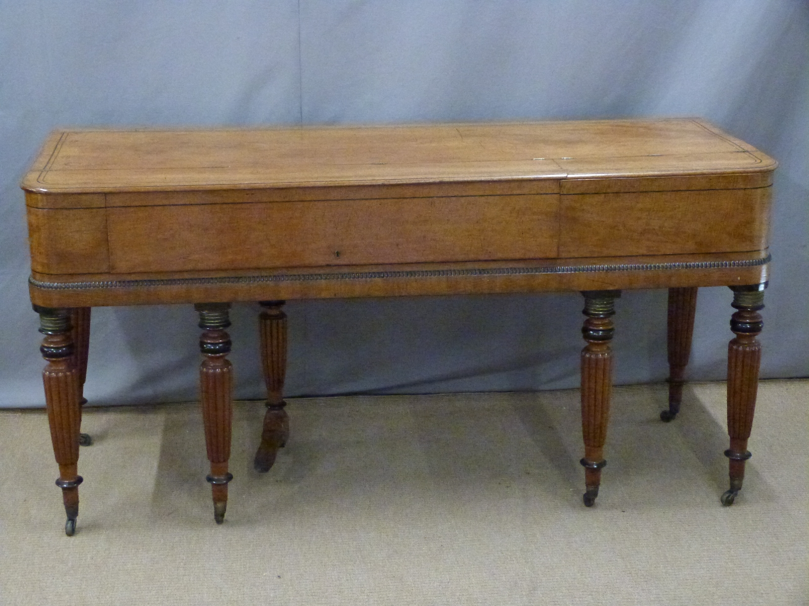 Victorian George Dettmer mahogany square piano raised on eight fluted legs - Image 3 of 3