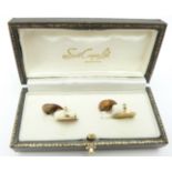 Sections of Edwardian 15ct gold cufflinks, Birmingham 1901, by Georg Jensen, 9.1g