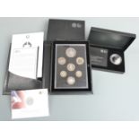 2013 Royal Mint proof coin set together with a one ounce silver brilliant uncirculated 2013