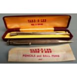 Two silver Yard O Led propelling pencils, one in original box with instructions.