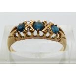Edwardian 9ct gold ring set with blue paste and diamonds in a Victorian Martin and Co, Cheltenham