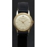 Parechoc gentleman's automatic wristwatch with luminous hands, gold hour markers, champagne dial,