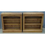 Pair of pine bookcases, W89 x D35 x H89cm