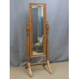 Pine cheval mirror, height 168cm