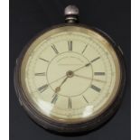 J Jackson of Manchester hallmarked silver 'doctors' centre seconds chronograph pocket watch with