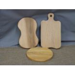 Three handmade wooden chopping boards