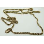 A yellow metal necklace made up of interlinked oval links, 55.2g