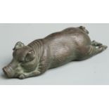 Bronze model of a pig, length 23cm